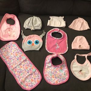 Accessories - ❗️$3❗️Lot of 5 caps, 4 bibs, 1 burping cloth Accessories - ❗️$3❗️Lot of 5 caps, 4 bibs, 1 burping cloth